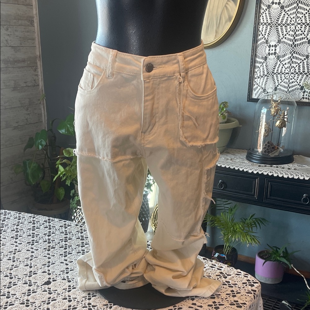 BAMBOO Cream Women's Flare Jeans